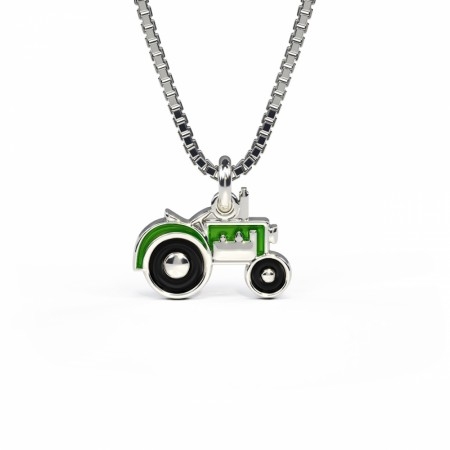 Sølvsmykke - Grøn traktor