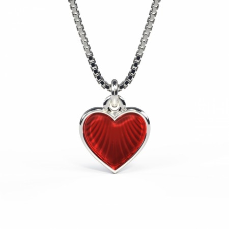 Sølvsmykke - Rødt hjerte